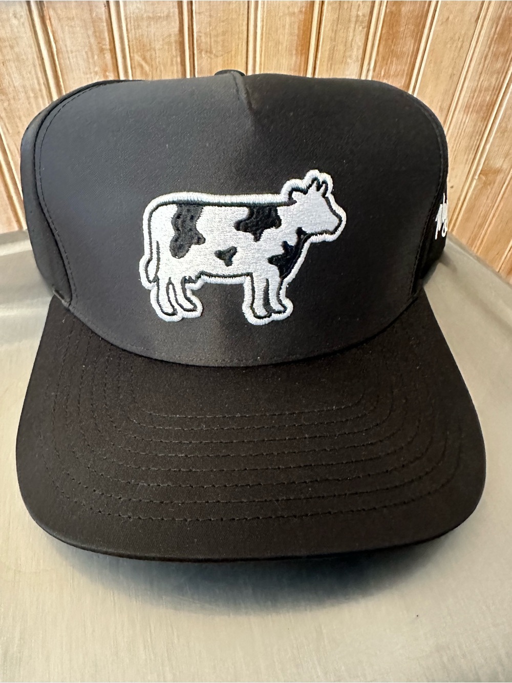 Kids Black Cow Patch Trucker Hat - Unbranded